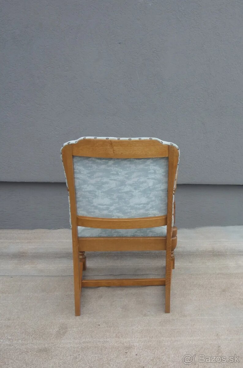 Kreslo drevené – šedo – modré . - 6