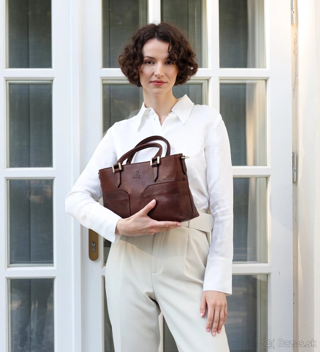 hnedá kožená kabelka - nová - 6