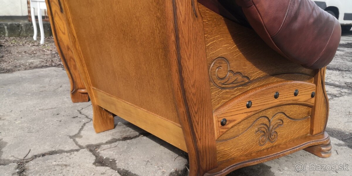 Kožené rustikálne masivné kreslá - 6