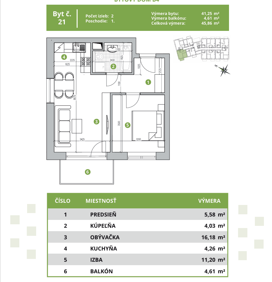 Skolaudovaný-2 izb. bytu s balkónom a parkovaním - B. Kostol - 6