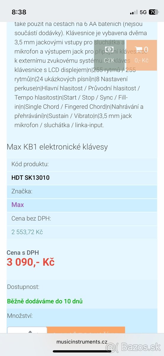 Elektronické klávesy MAX Music KB1 set s 61 klávesmi - 6