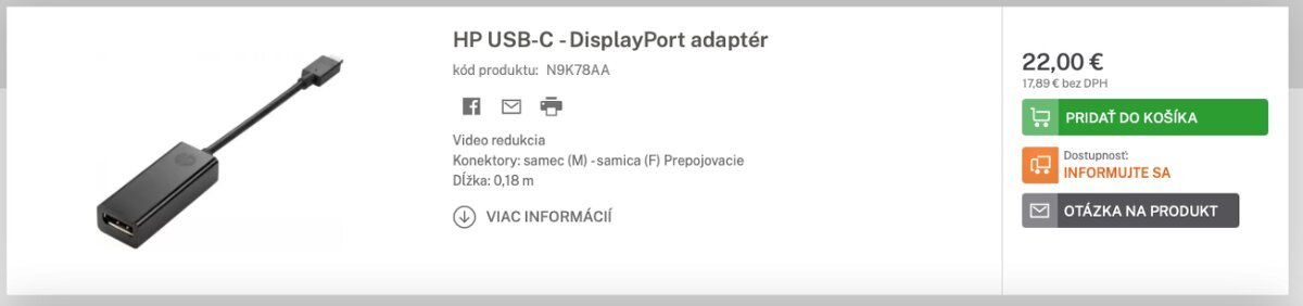 HP USB‑C → DisplayPort adaptér – funkčný, používaný - 6