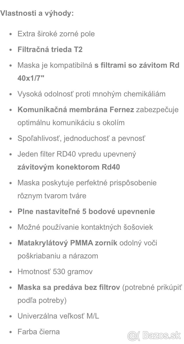 Predam celotvarovu masku PANO - 6