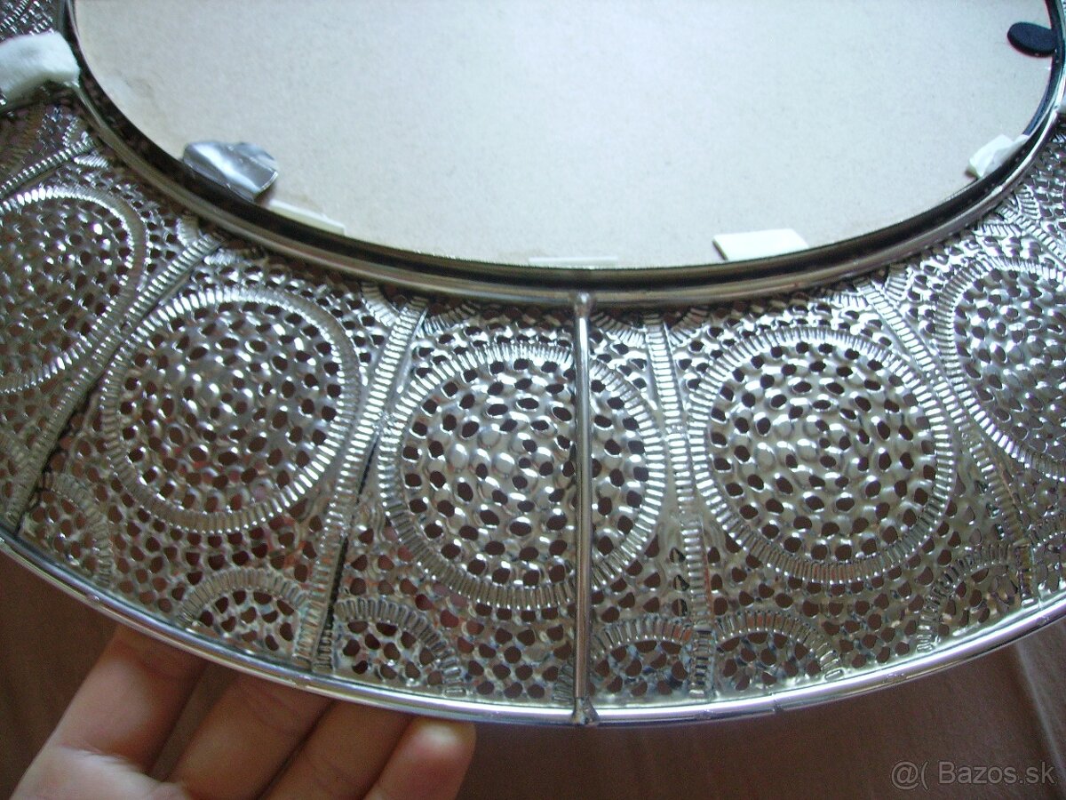 Veľké okrúhle strieborné kovové zrkadlo - 6
