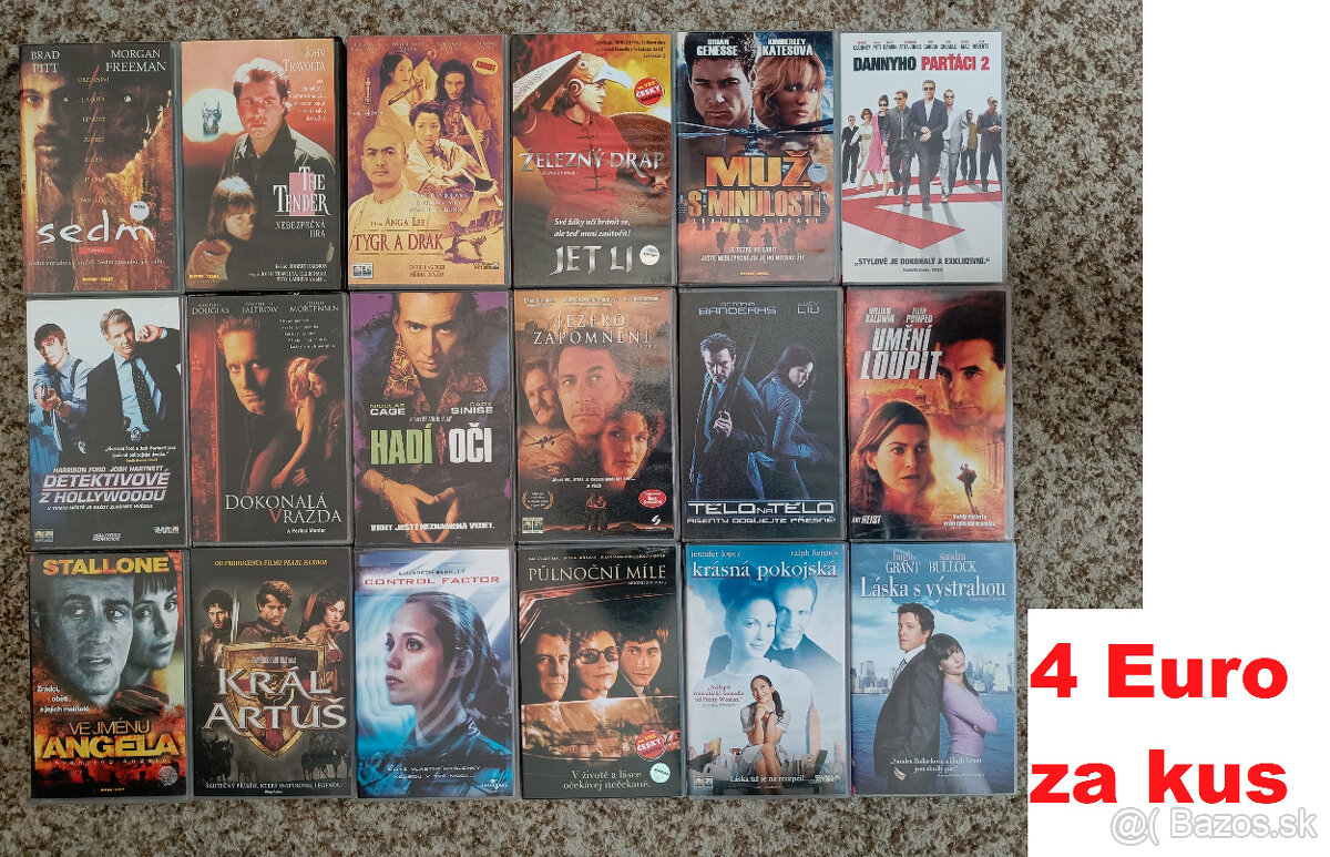 VHS videokazety odskúšané - ceny od 2 € - 6