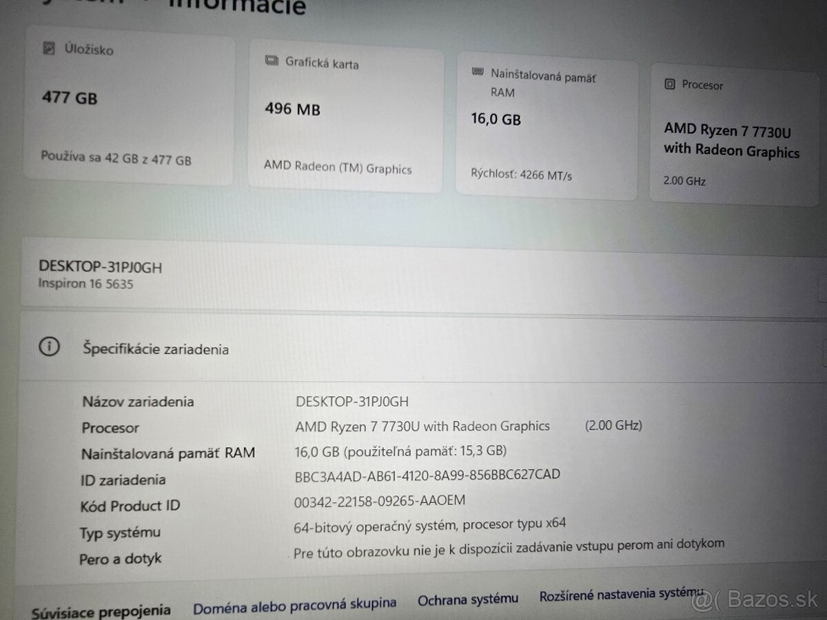 Velky 16 palcovy a Kovovy Dell Inspiron 16 5635 s procesorom - 6