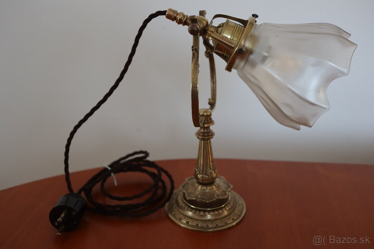 Starožitná nočná lampa mosadzná. - 6