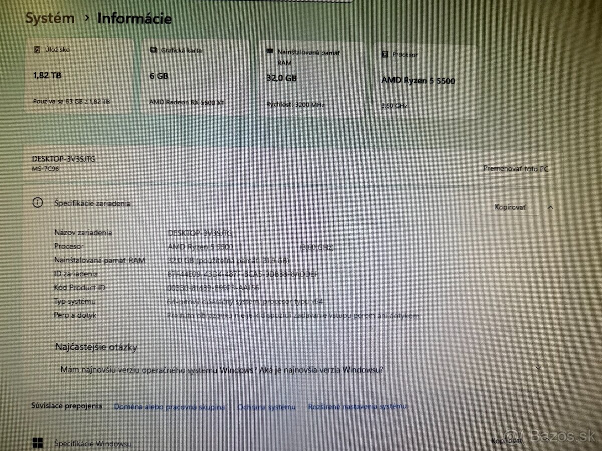 Herný počítač Ryzen 5 5500 /RX 5600 6 GB /1000 SSD/16GB RAM - 6