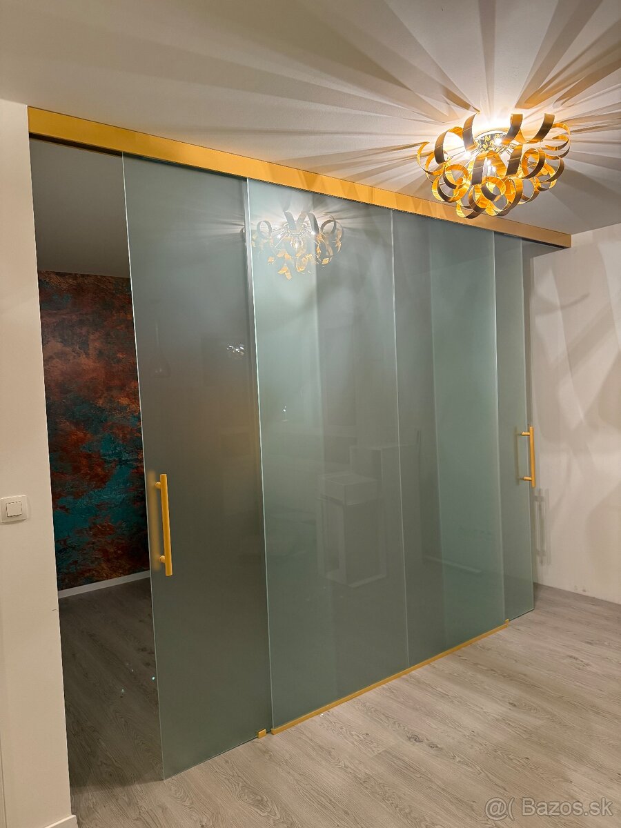 Celosklenené posuvné dvere 353 × 258 cm - matné, 4-dielne - 6