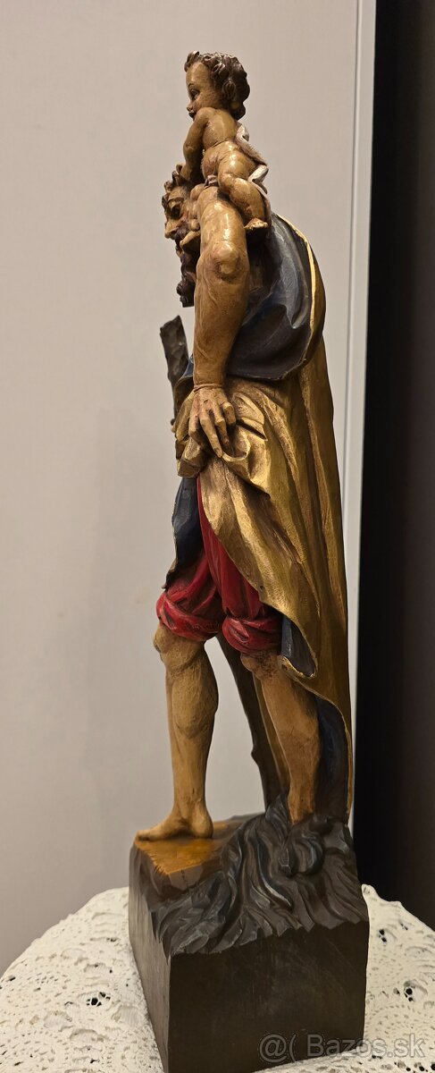 Socha sv. Krištofa s Ježiskom polychromia - 6