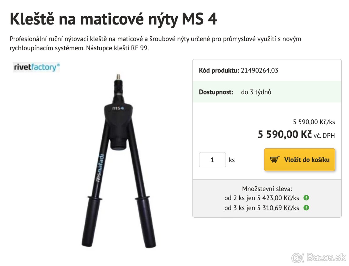 ručné nýtovacie kliešte na maticové a skrutkové nyty RIVET - 6