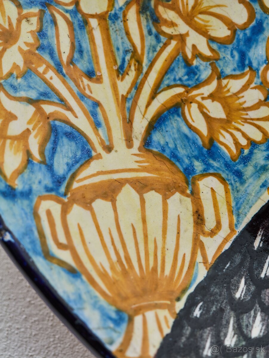 Obrí taliansky tanier s portrétom podľa Botticelliho 52 cm - 6