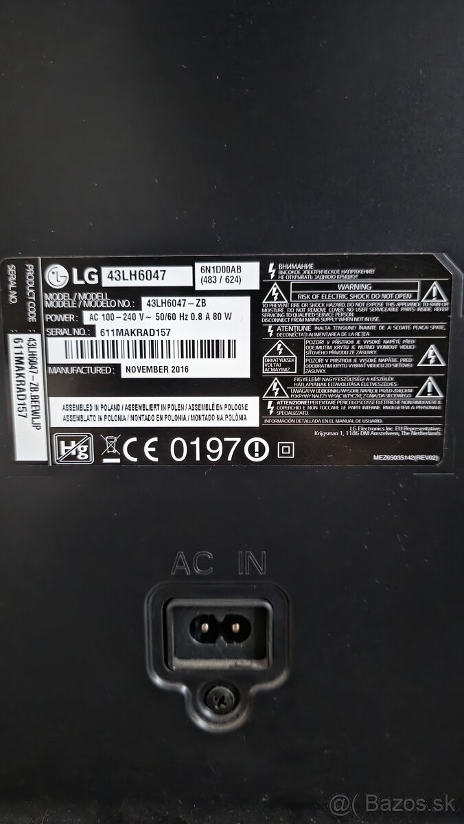 Predám LG 43" (109 cm) Smart LED televízor – model 43LH6047 - 6