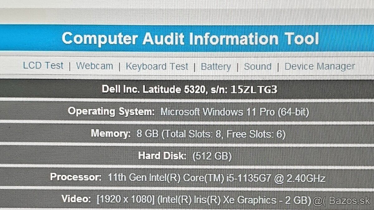 Latitude 5320 TOP STAV i5-11gen/8gb RAM/512SSD top batt - 6
