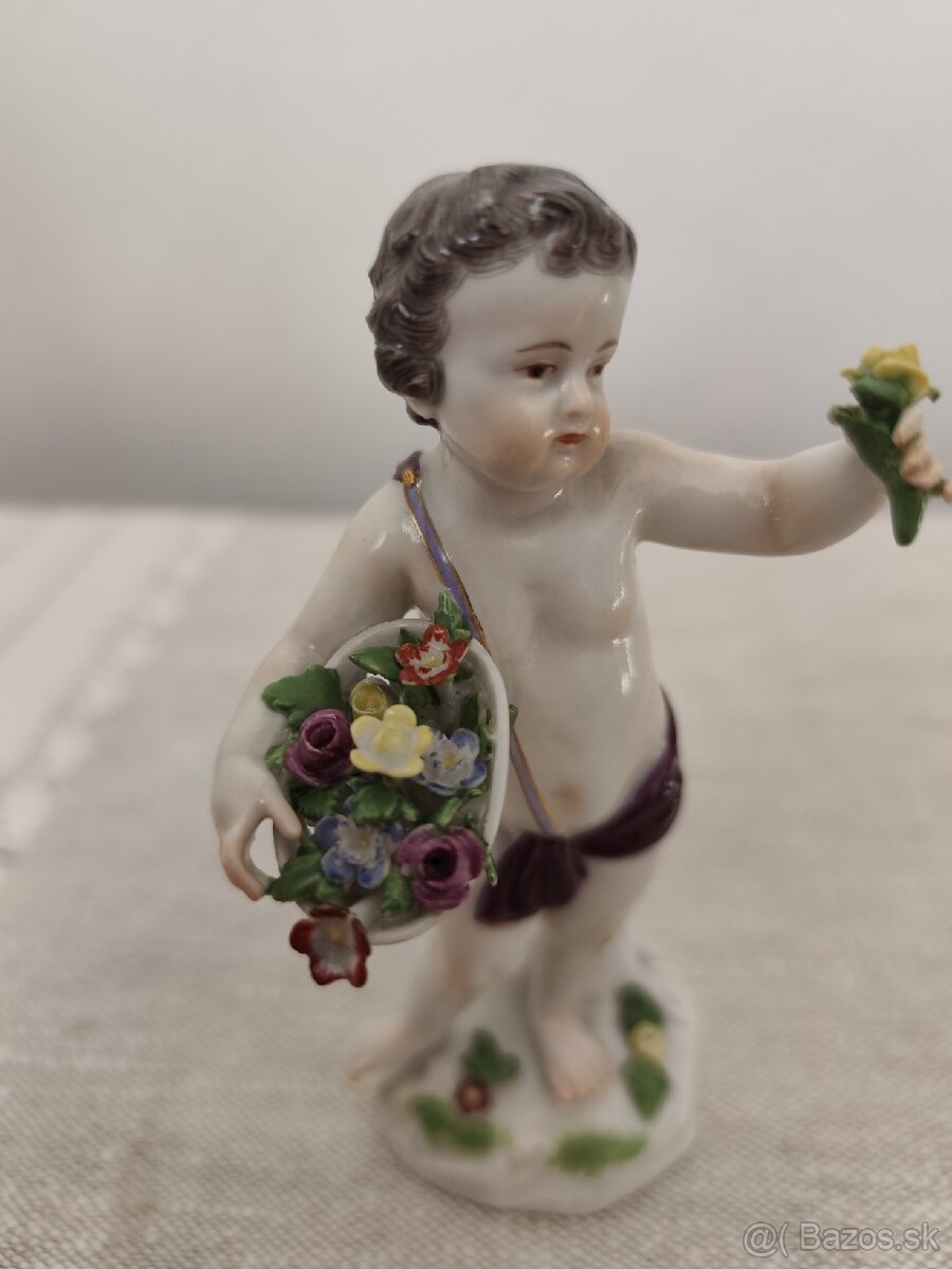 Meissen míšeň chlapec s košíkom porcelánová soška 13 cm - 6