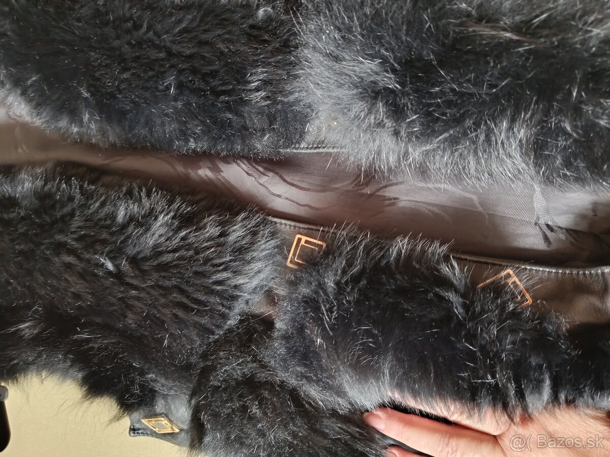 Čierna vesta - pravá koža a kožušina - 6