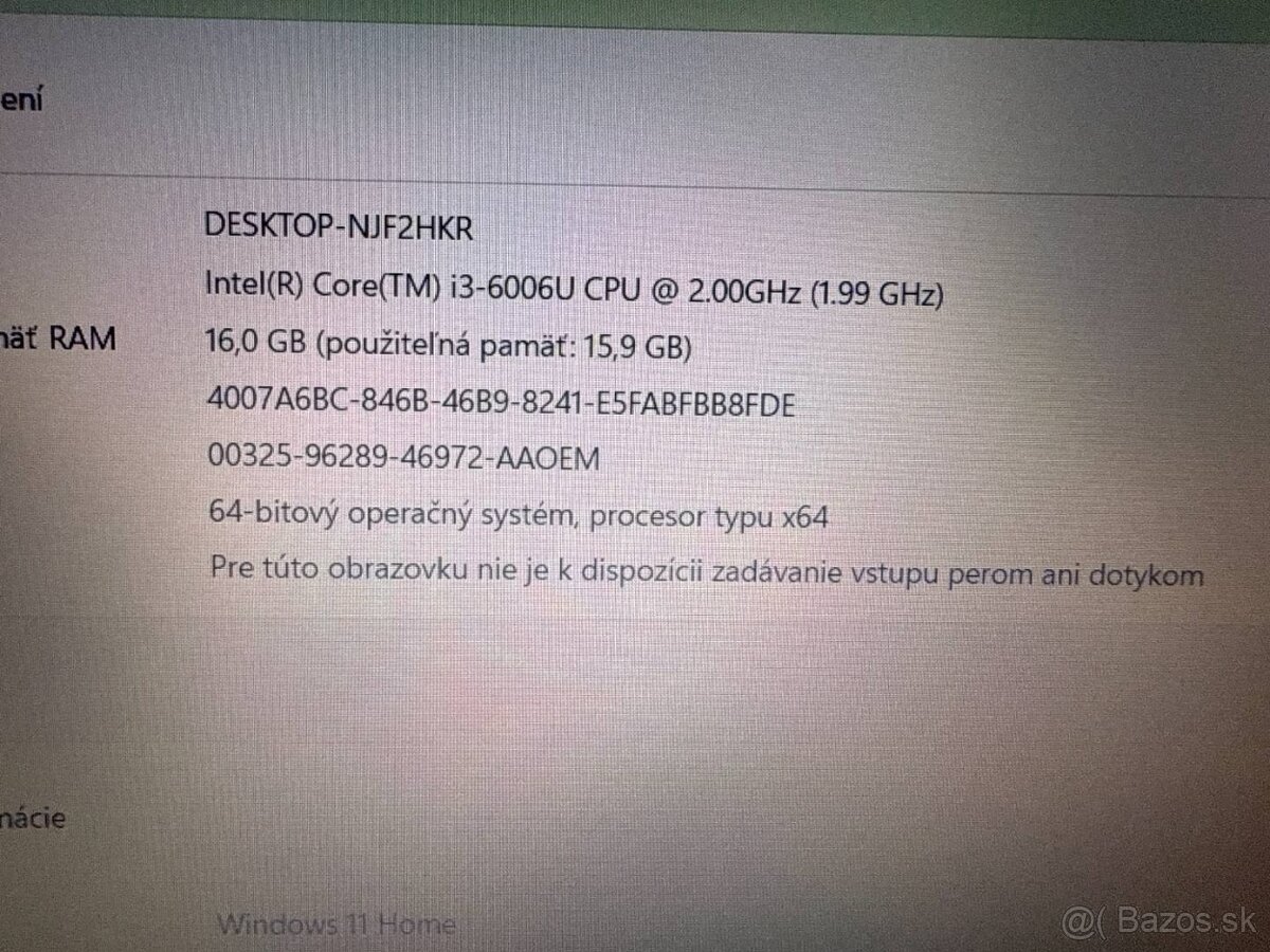 Notebook ASUS VivoBook i3-6006U / 16GB RAM / 256GB SSD / FHD - 6