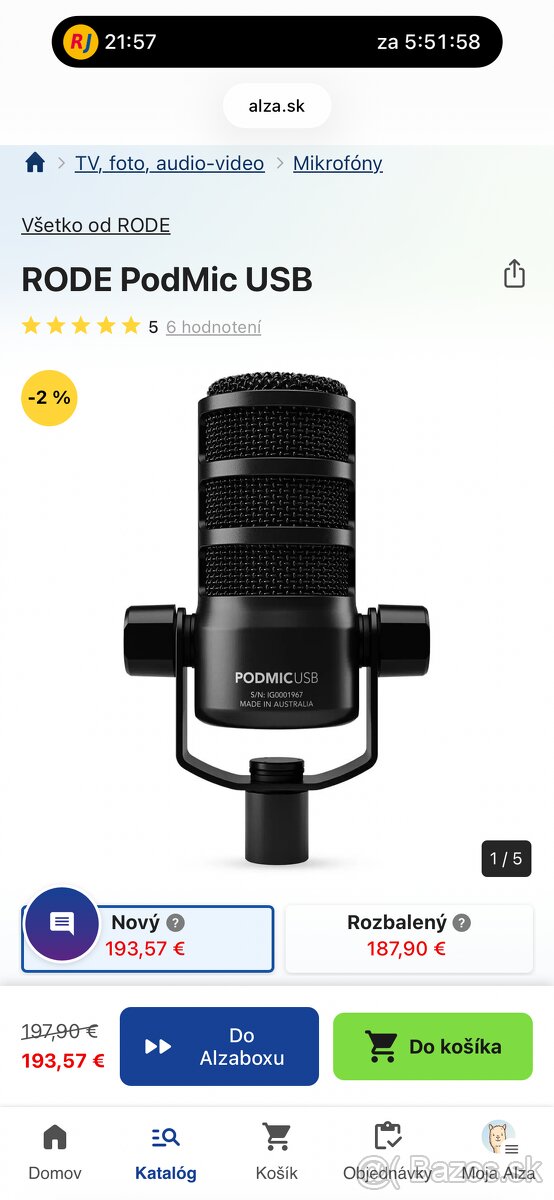 RODE PSA1 + RODE PodMic USB – set (pôvodne 318 €, teraz 200 - 6