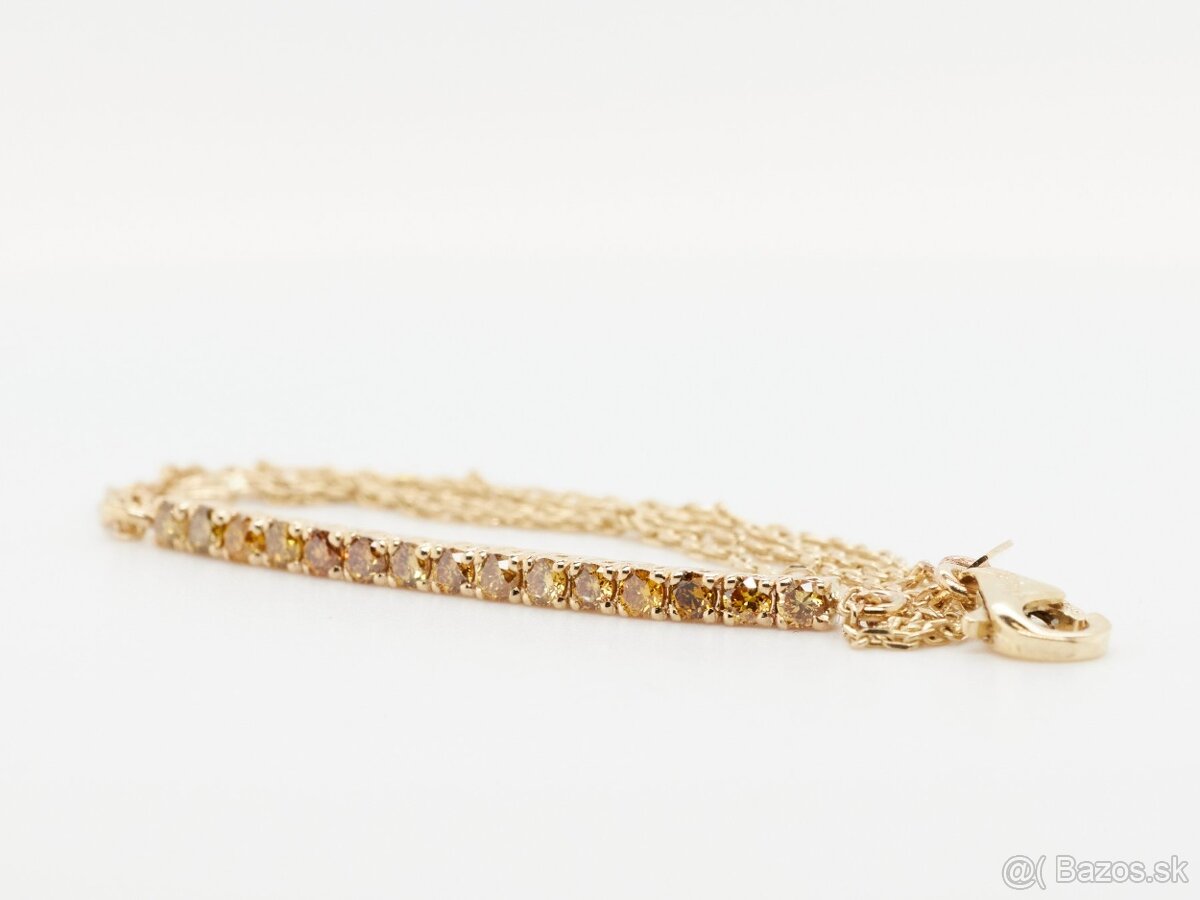 Náramok z 14ct zlata zdobený 15ks prírodnými Fancy diamantmi - 6