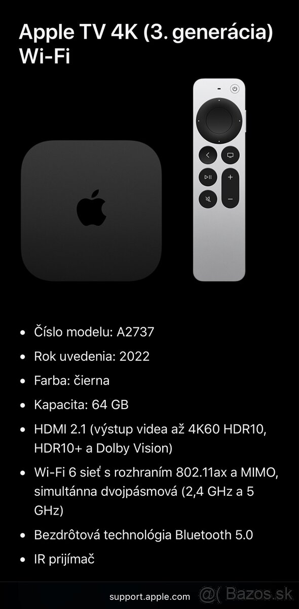 Apple TV 4K Wi‑Fi 64GB - 2022, model: A2737 #1 - 6