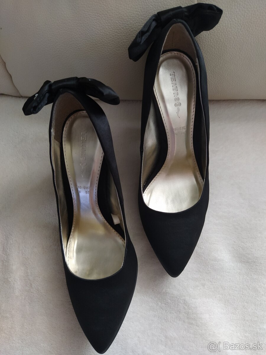 NOVÉ čierne saténové lodičky veľ. 36 (osobný odber) - 6