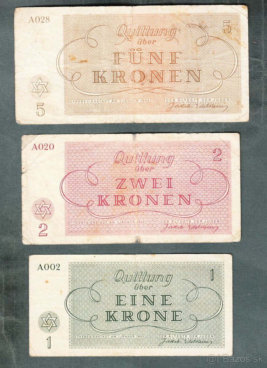 Staré bankovky KOMPLET SESTAVA židovského ghetta TEREZÍN - 6