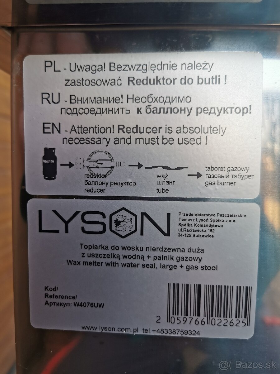 Voskotopka nerezová s plynovým horákom na 10-15 rámikov - 6