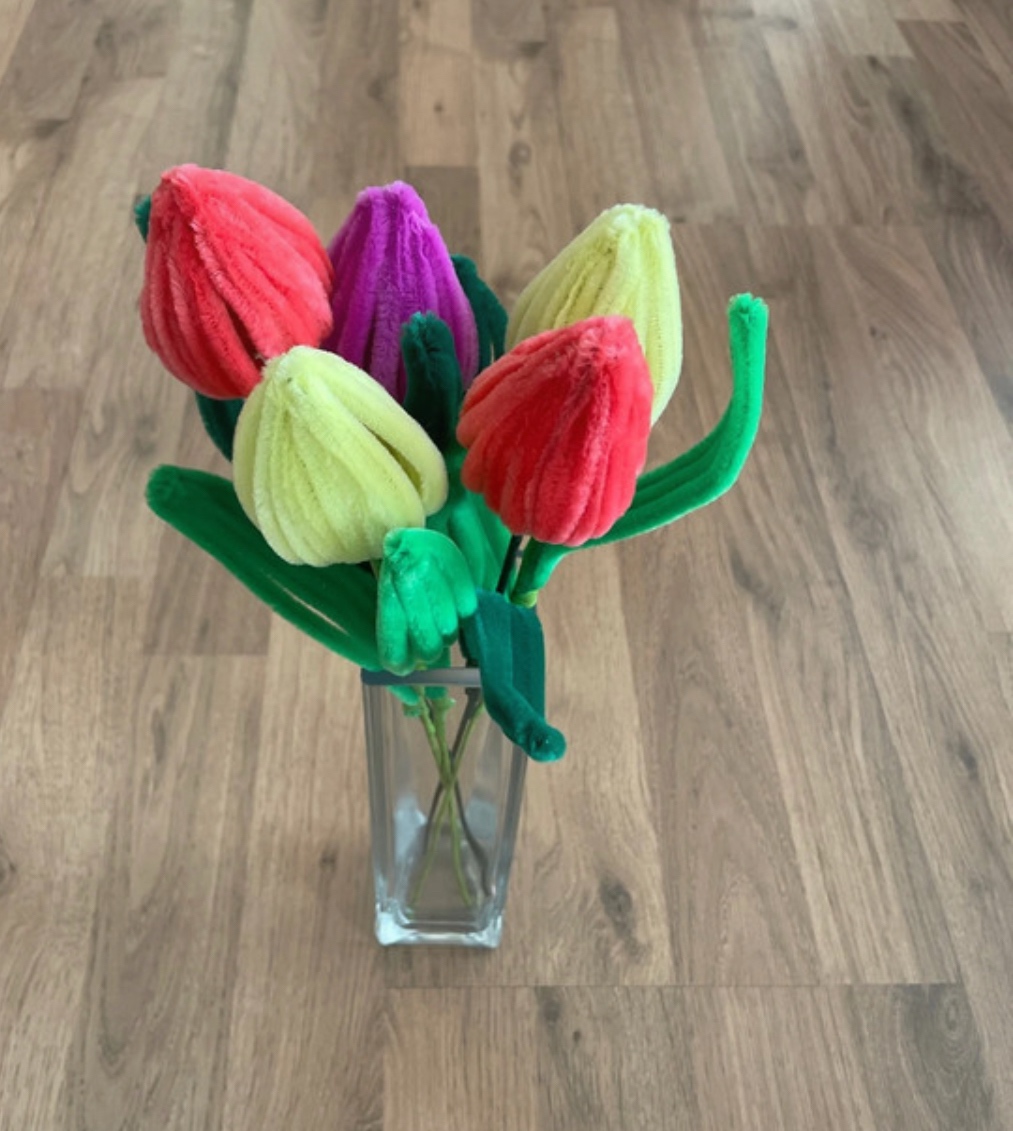 Plyšové kytice, ručne robené - 6