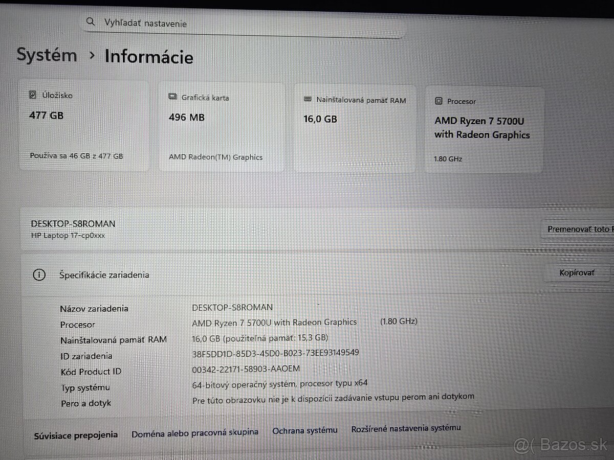 Velke 17.3 palcove HP 17 s procesorom AMD ryzen 7 5 generaci - 6