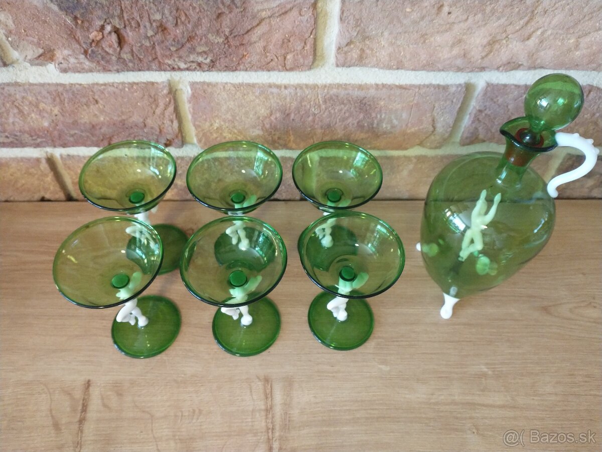 borské sklo, art deco, labute, zlatá zuzana - 6