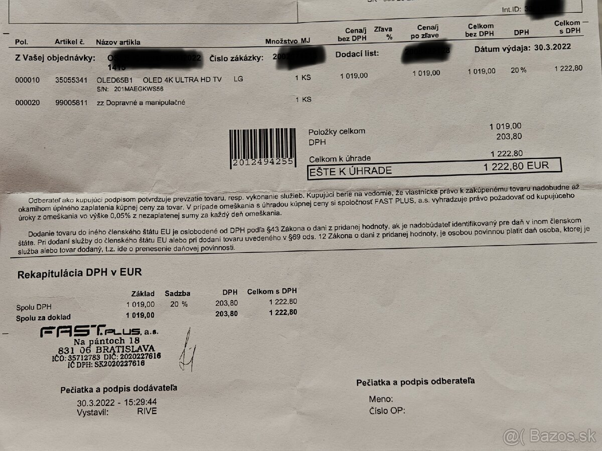 LG OLED 65" B1 - 4K ultra HD - 6