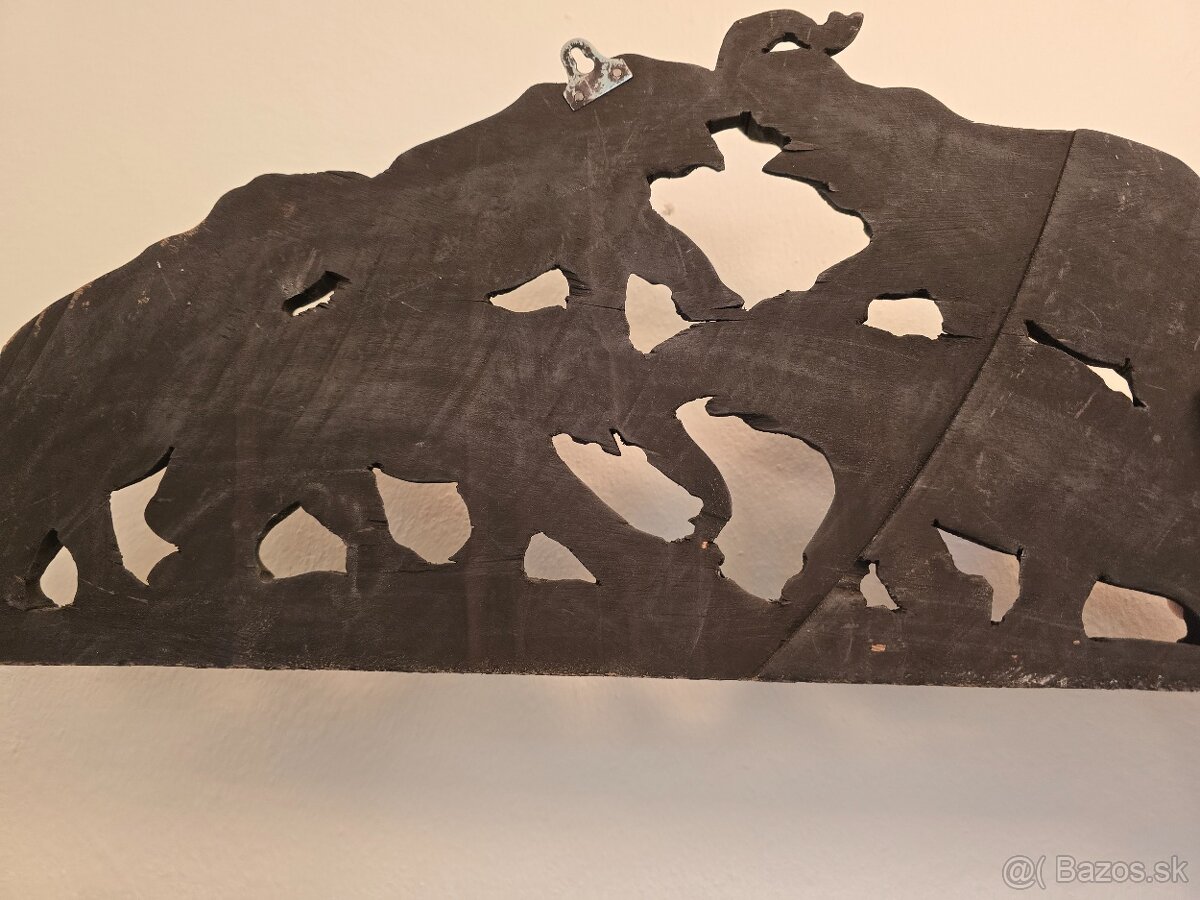 Drevená nástenná dekorácia slony - 6