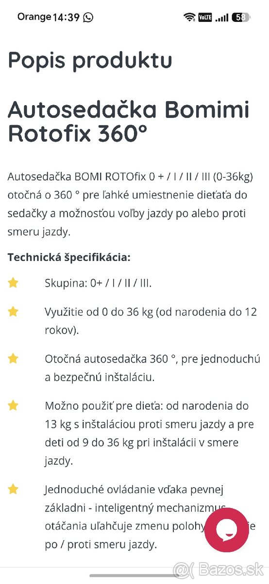 Detska autosedacka bomimi rotofix 0123 - 6