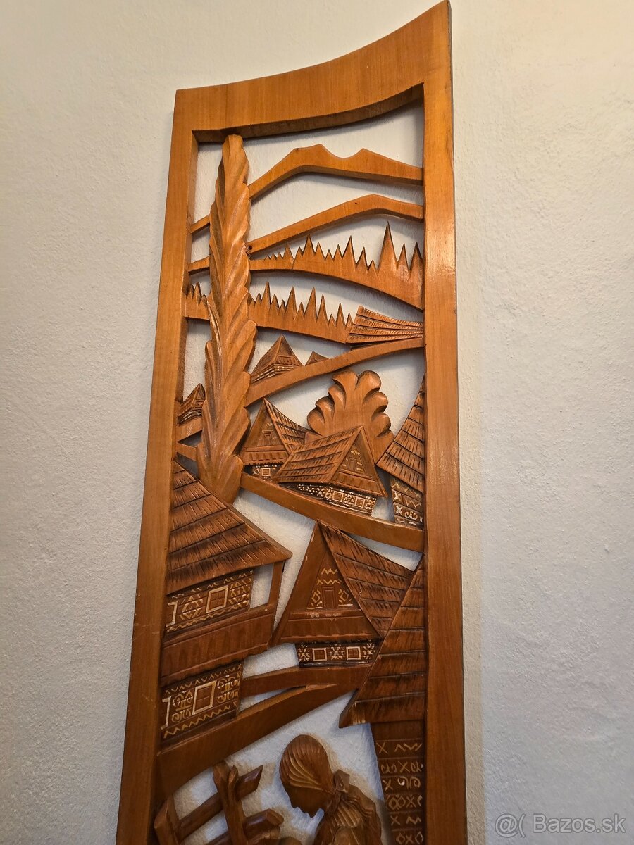 Drevený obraz slovenská dedina - 6