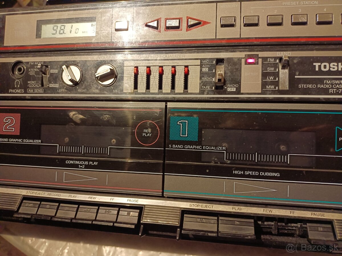 Toshiba RT 7066 radiomagnetofon retro 2 kazeťák - 6