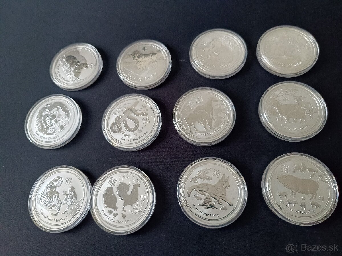 Kompletná sada Lunárna séria II. 2oz. Strieborné mince. - 6
