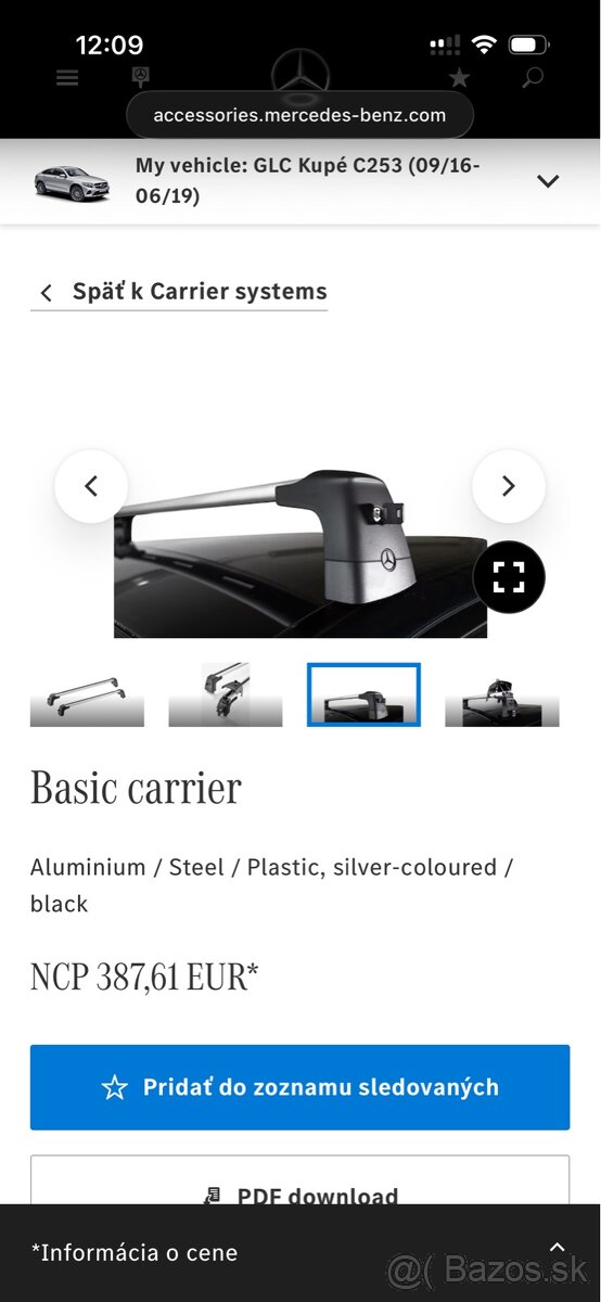 Strešný nosič mercedes GLC Kupé - 6