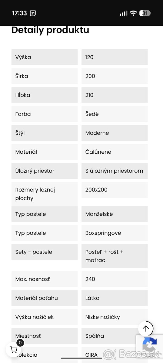 Šedá posteľ 200x200 - 6