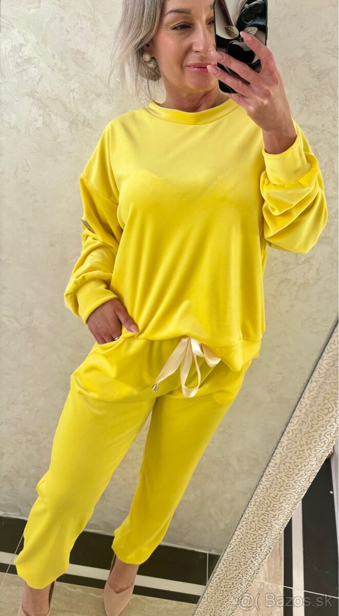 Damska talianska velurova suprava yellow - 6