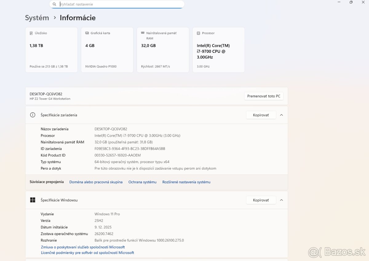 HP Z2 Tower G4 Workstation – i7 / 32 GB RAM / Quadro P1000 - 6