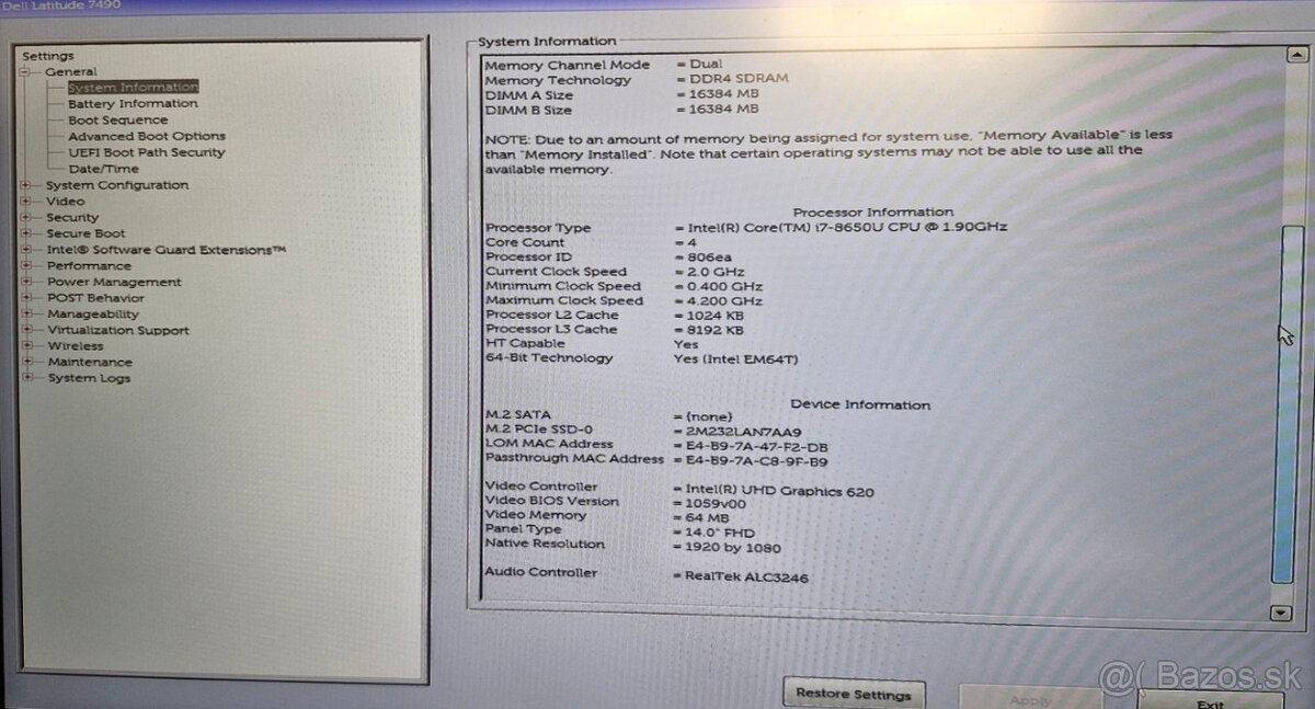 Dell Latitude 7490 │14"│i7-8650U│32GB│512GB│LTE 4G│ - 6