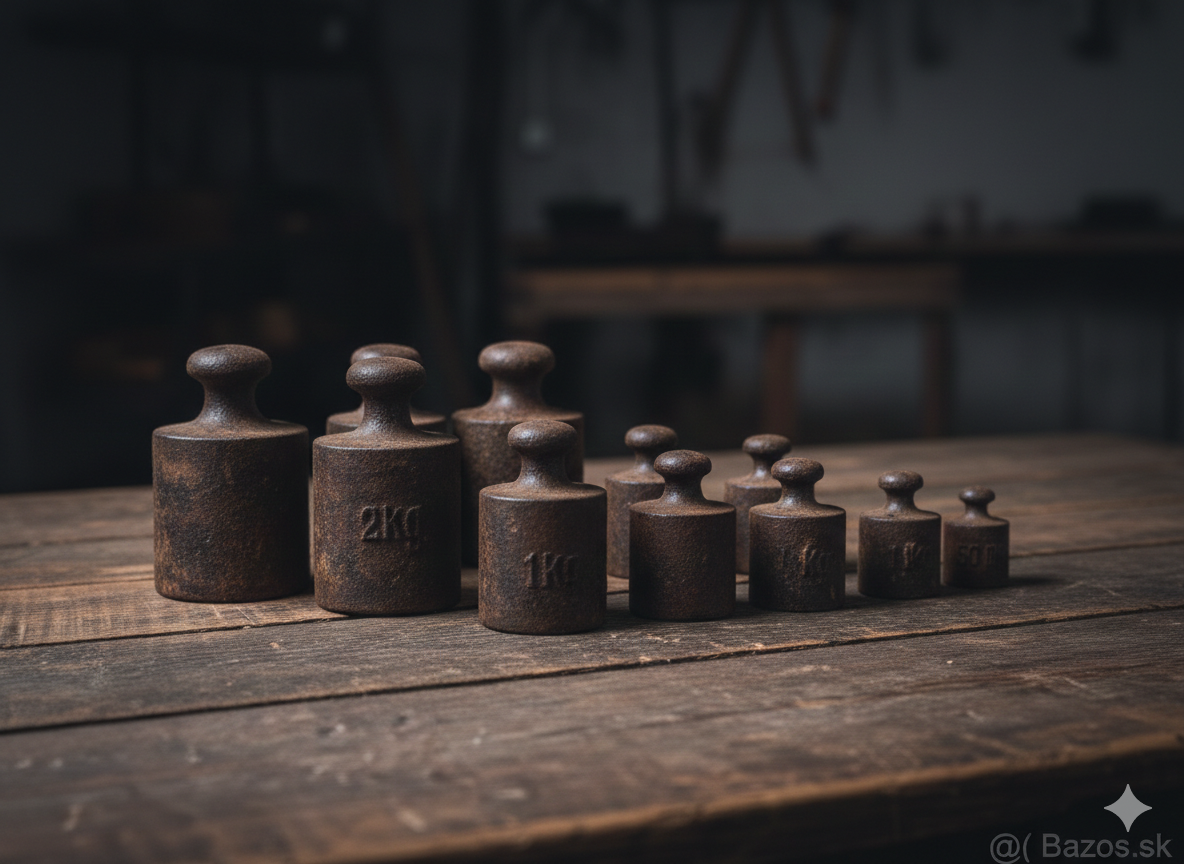 Starožitná decimálna váha V. ČERVENÝ PRAHA + sada závaží - 6