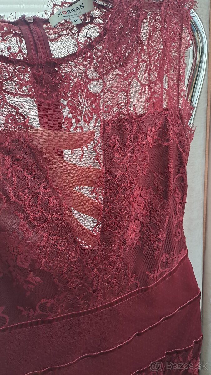 Bordové krajkové šaty veľ. 38 - 6