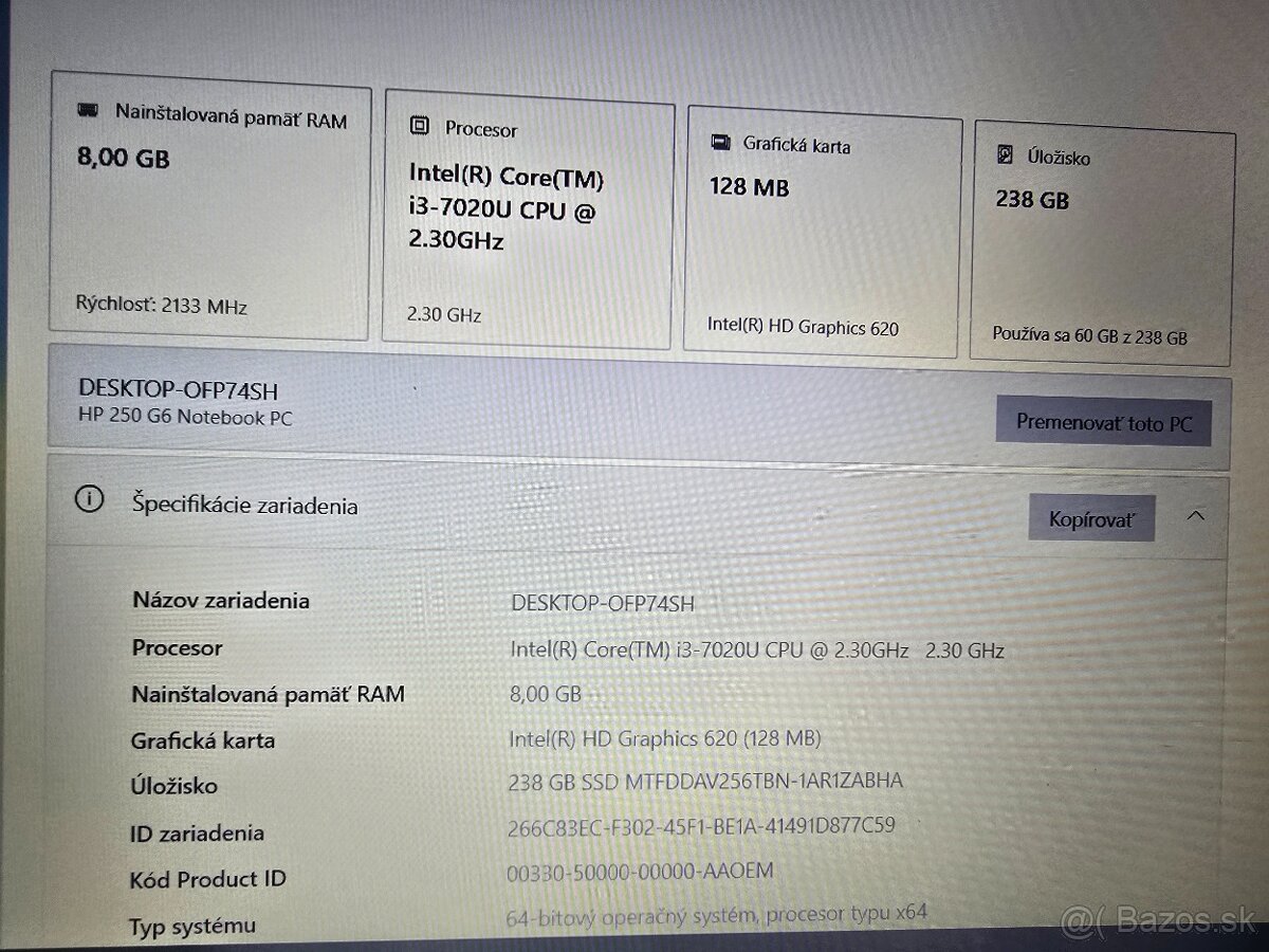 Hp 250 G6 v super stave s 8gb ram a 256gb ssd diskom vdaka c - 6