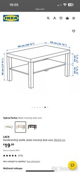 IKEA LACK stolík, bielo morený dub vzor, 90x55 cm - 6