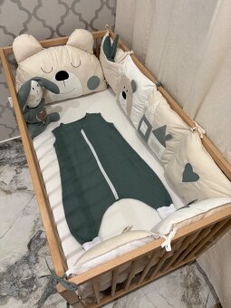 Mušelínový spací vak s vavlneným mantinelom s mackom - 6