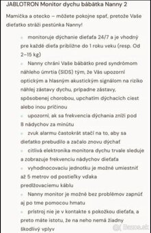 Monitor dychu JABLOTRON NANNY 2 - 6