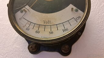 Velky starozitny voltmeter - meraci pristroj - 6