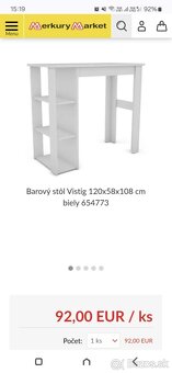 MOŽNÁ SLEVA Barový bílý stůl - 6