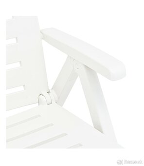 Skladacie záhradné ležadlo, plast, biele - 6